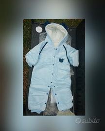 Tutina invernale 80 cm cappuccio orecchie orsetto