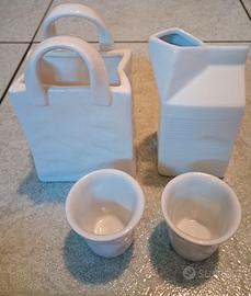 Lattiera brick porcellana e tazzine