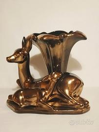 Vaso con cerbiatti ceramica Coronetti Cunardo