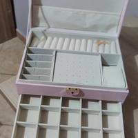 portagioielli rosa grande a 3 scomparti 