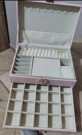 portagioielli rosa grande a 3 scomparti 