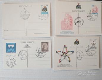 Lotto 4 cartoline postali interi San Marino anni 8