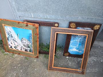 4 cornici intarsiate in legno