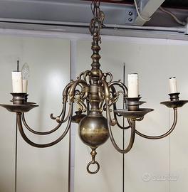 lampadario in ottone antico 