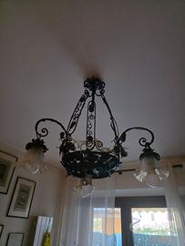 Lampadario ferro battuto