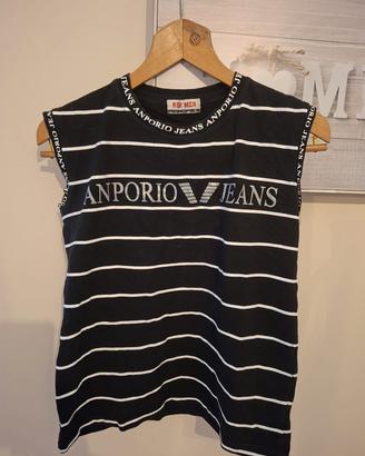 Canotta Maglia Sbracciata ragazzo XL Nero Righe 