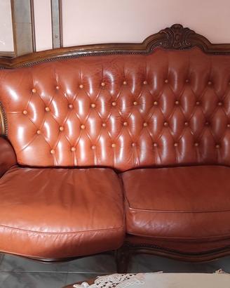 Divano 3 posti in pelle Chesterfield con poltrone