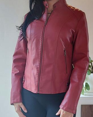 Giacca donna in ecopelle rossa taglia S/M