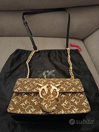 Borsa Pinko Love Bag Monogram in Strass con Dustb
