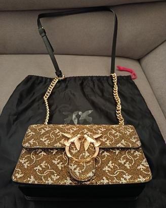 Borsa Pinko Love Bag Monogram in Strass con Dustb