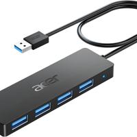Hub USB 3.0 4 Porte Alluminio Grigio Siderale PC