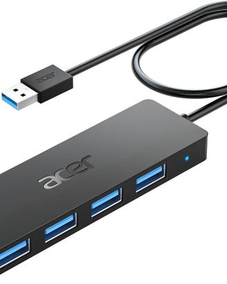 Hub USB 3.0 4 Porte Alluminio Grigio Siderale PC