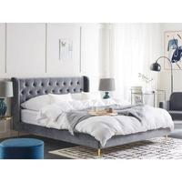 letto matrimoniale velluto grigio beliani forbach
