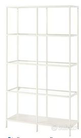 Scaffale bianco con ripiani in vetro