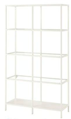 Scaffale bianco con ripiani in vetro