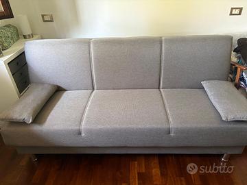 Divano letto 3 posti con contenitore grigio