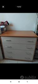 cassettiera classica bianca 4 cassetti 
