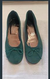 Ballerine camoscio verde bosco