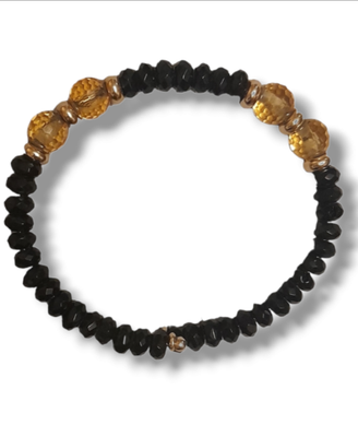 Bracciale oro 18kt - topazio giallo e onice NUOVO