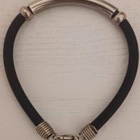 Bracciale argento e caucciù 