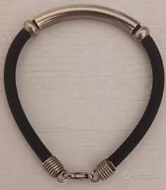Bracciale argento e caucciù 