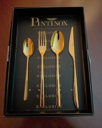 posate pintinox con finitura gold per 6 persone