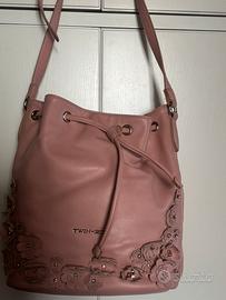 Borsa secchiello in pelle rosa Twin Set