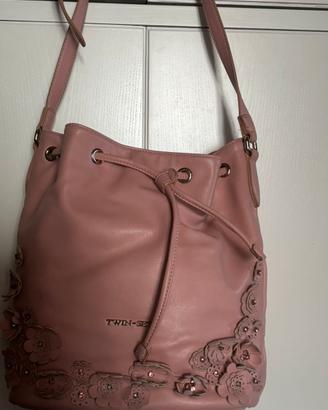 Borsa secchiello in pelle rosa Twin Set
