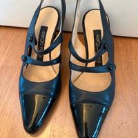 Scarpa donna décollté pelle blu Sergio Rossi