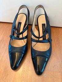 Scarpa donna décollté pelle blu Sergio Rossi