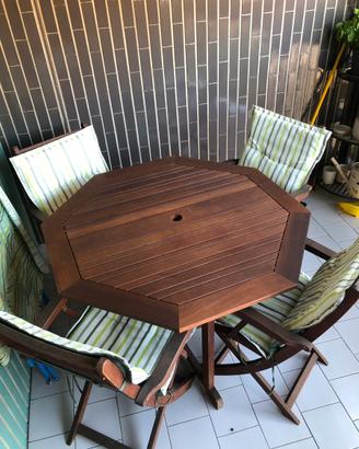 Tavolo e sedie richiudibili. Set da esterno