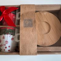 Tazze Natalizie con piattini in bambù