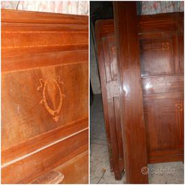 '900 Letto Matrimoniale in Legno a 2 piazze