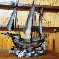 Barca Veliero bronzato in ferro battuto