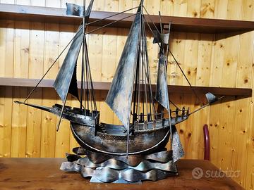 Barca Veliero bronzato in ferro battuto