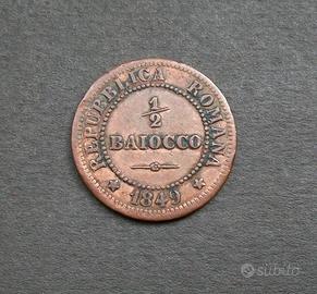 1/2 Mezzo baiocco  1849 2° Repubblica Romana