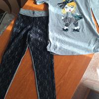 Lotto Nucleo maglia grigia + leggins in pizzo nero