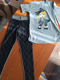 Lotto Nucleo maglia grigia + leggins in pizzo nero
