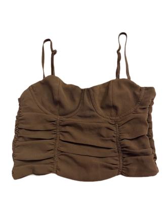 Top marrone con zip laterale