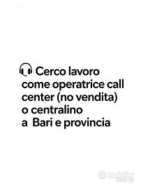 Operatrice call center no vendita a Bari e provinc