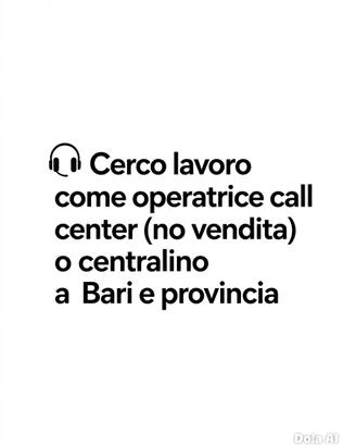 Operatrice call center no vendita a Bari e provinc