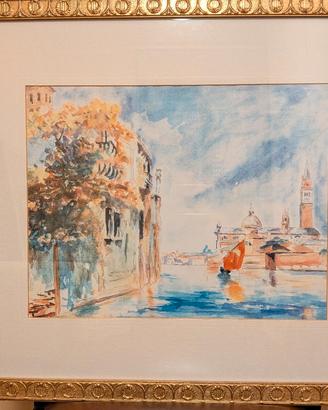 Coppia Quadri Acquerelli "Venezia" - Aldo Beldì