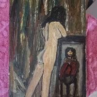 Quadro raffigurante donna nuda firmato in tela