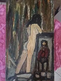 Quadro raffigurante donna nuda firmato in tela