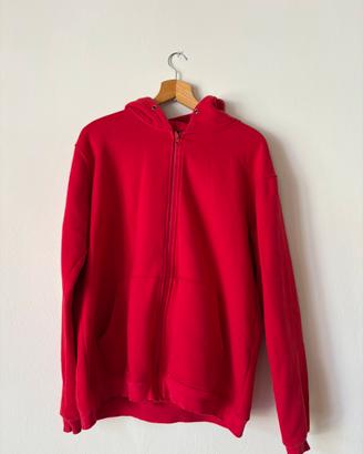 Felpa rossa con zip, con logo Pickwick