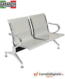 Sedie da attesa in acciaio – NUOVE – 2 posti
