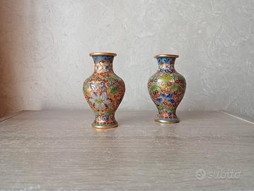 Set 2 vasi in cloisonnè 