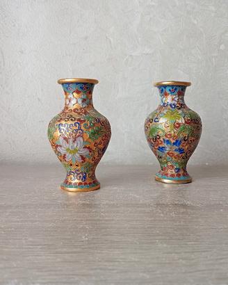 Set 2 vasi in cloisonnè 