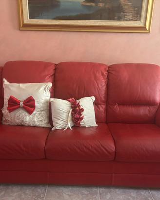 Divano pelle rosso