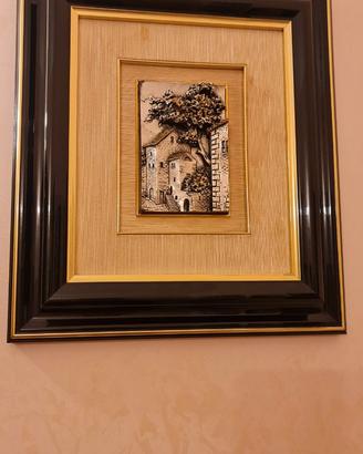 QUADRO con PAESAGGIO IN LAMINA D’ARGENTO
